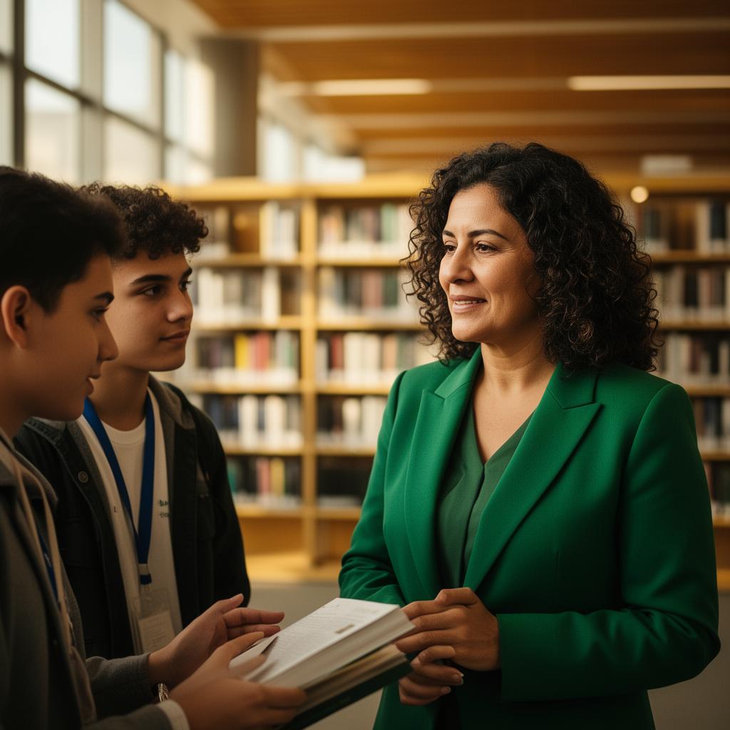 Educadora brasileira em mentoria com estudantes universitários